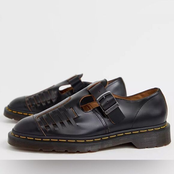 🔥 Dr Martens Mica woven black Leather Sandals Loafers Men 9 -EXCELLENT - England - Picture 15 of 15